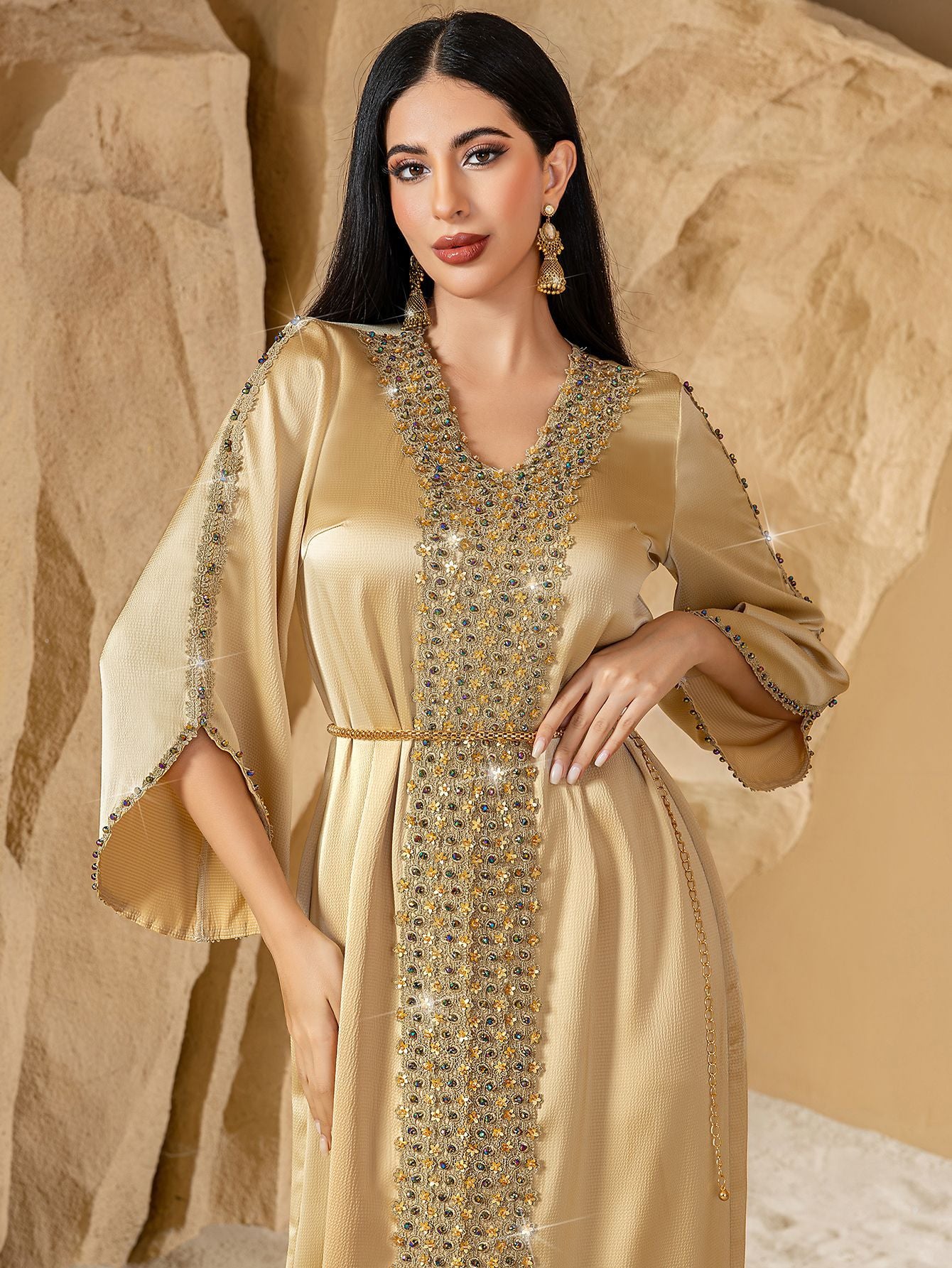 Eid Muslim Kleid für Frauen Ramadan Jalabiya Spitze Diamant Party Kleider Abaya Lange Robe Marokko Dubai Kaftan Vestidos Largos 2025.