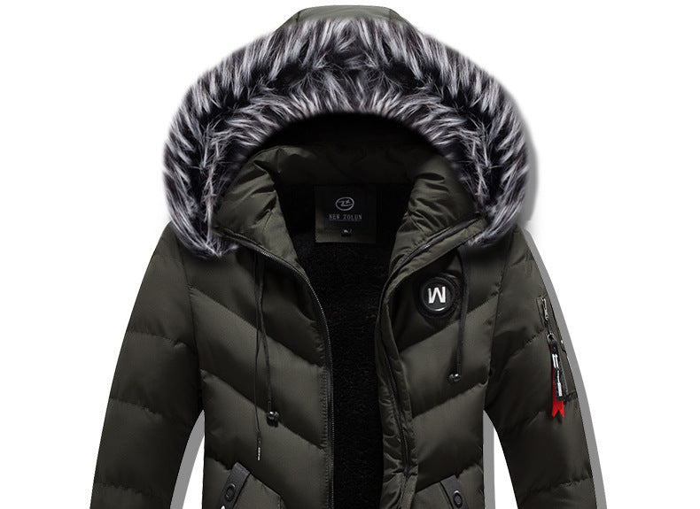 Male Solid Cotton Outwear Coats Men's Thick Fleece Winter Jacket Fashion Fur Hooded Warm Cooton Parka Windbreaker Plus Size 6XL.