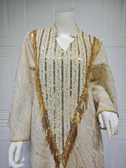 Marokko Party kleid für Frauen muslimische Abaya Mesh Pailletten Jalabiya Dubai Abayas Kaftan Abaya Islam Vestidos arabische lange Robe Herbst