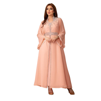 Marokko Party Kleid Frauen Muslimischen Abaya Stehkragen Mode Dubai Abayas Diamant Kaftan Elegante Robe Vestidos Türkei Kleid