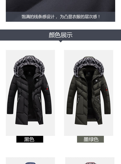 Male Solid Cotton Outwear Coats Men's Thick Fleece Winter Jacket Fashion Fur Hooded Warm Cooton Parka Windbreaker Plus Size 6XL.