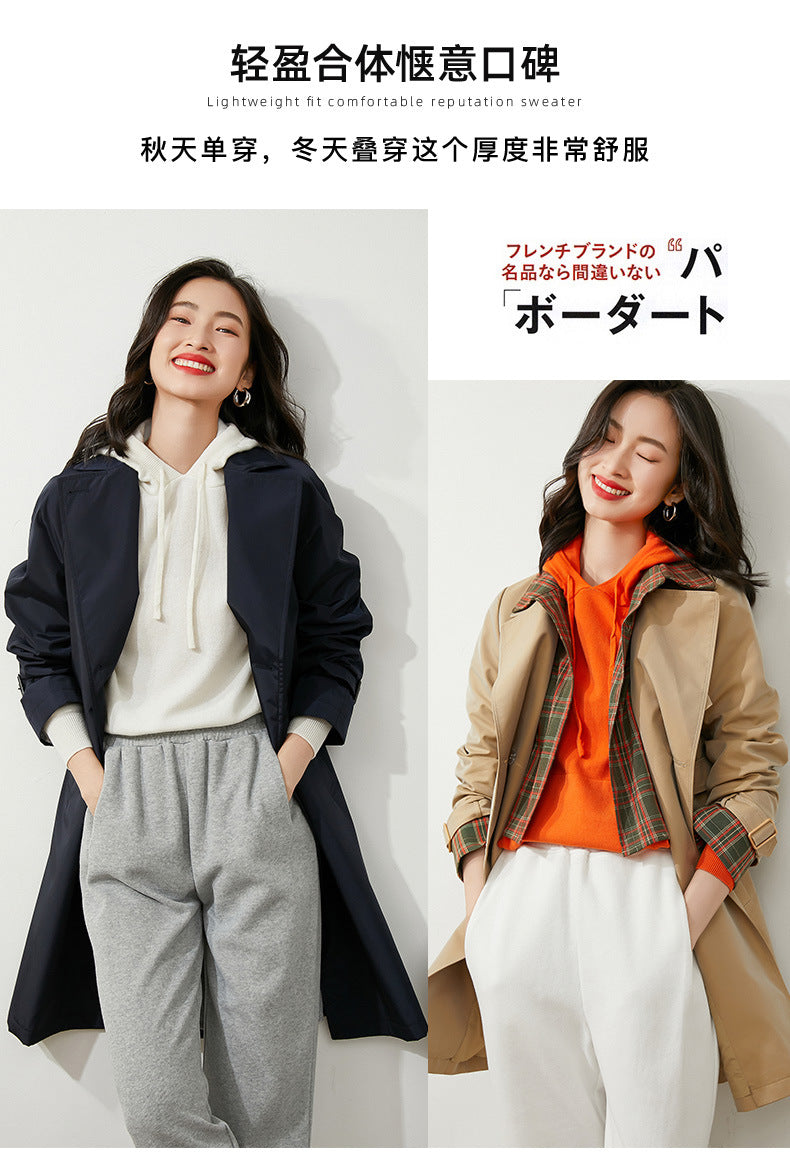 Women's Autumn and Winter New Casual Hoodies Sport Loose Hooded Knitted Hoodie Pullover Sweater.