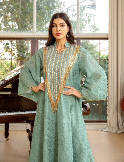 Marokko Party kleid für Frauen muslimische Abaya Mesh Pailletten Jalabiya Dubai Abayas Kaftan Abaya Islam Vestidos arabische lange Robe Herbst