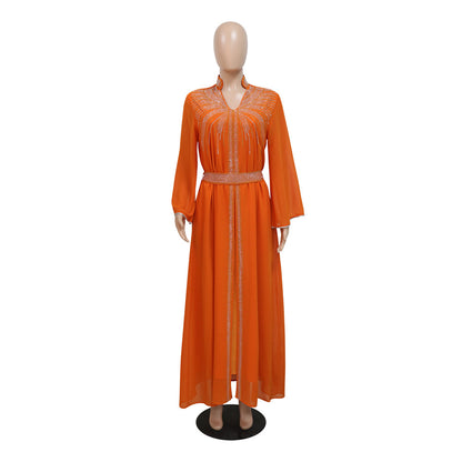Marokko Party Kleid Frauen Muslimischen Abaya Stehkragen Mode Dubai Abayas Diamant Kaftan Elegante Robe Vestidos Türkei Kleid