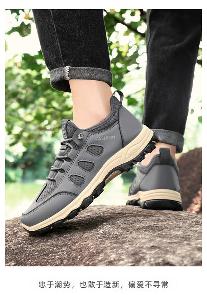 Men Soft Hiking Shoes Summer Breathable Mesh Sneakers Light Black Hike Footwear Walking Shoes Outdoor Shoes Climbing Shoe Male