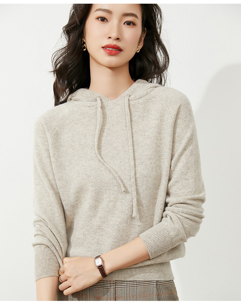 Women's Autumn and Winter New Casual Hoodies Sport Loose Hooded Knitted Hoodie Pullover Sweater.