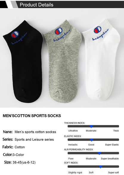5/10/20 Pairs Men Ankle Socks Cotton Brand Classic Fashion Black White Socks Breathable Mesh Athletic Sports Socks for Summer.