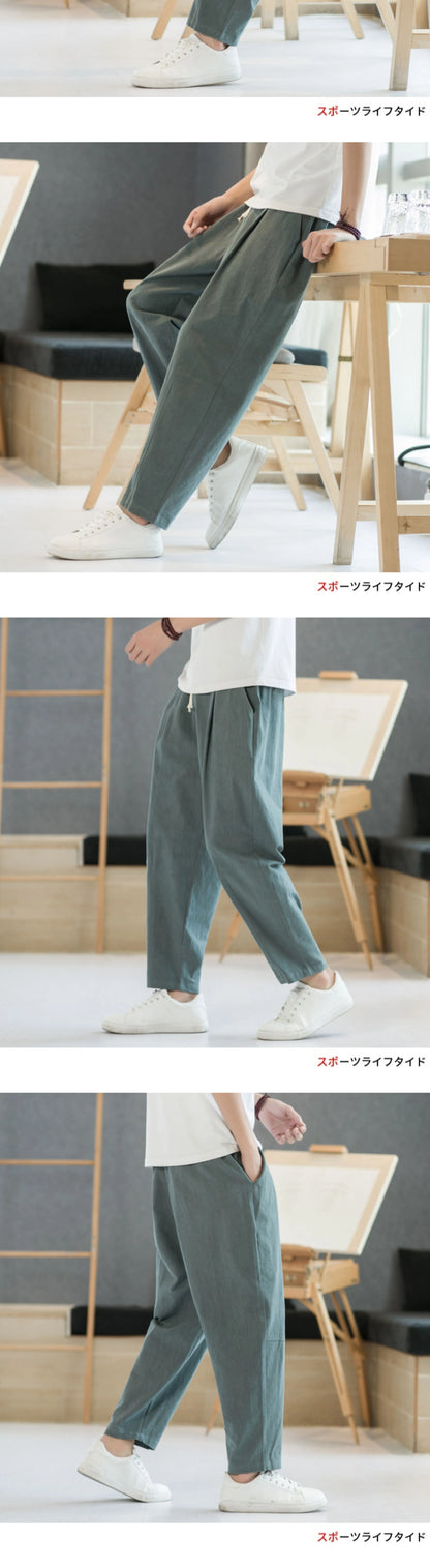 Men's Pants Cotton and Linen Male Summer New Solid Color Mens Trousers Loose Fitness Baggy Streetwear Plus Size M-5XL.