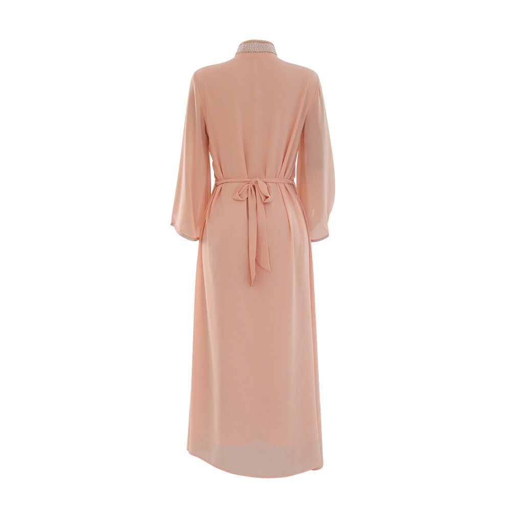 Marokko Party Kleid Frauen Muslimischen Abaya Stehkragen Mode Dubai Abayas Diamant Kaftan Elegante Robe Vestidos Türkei Kleid