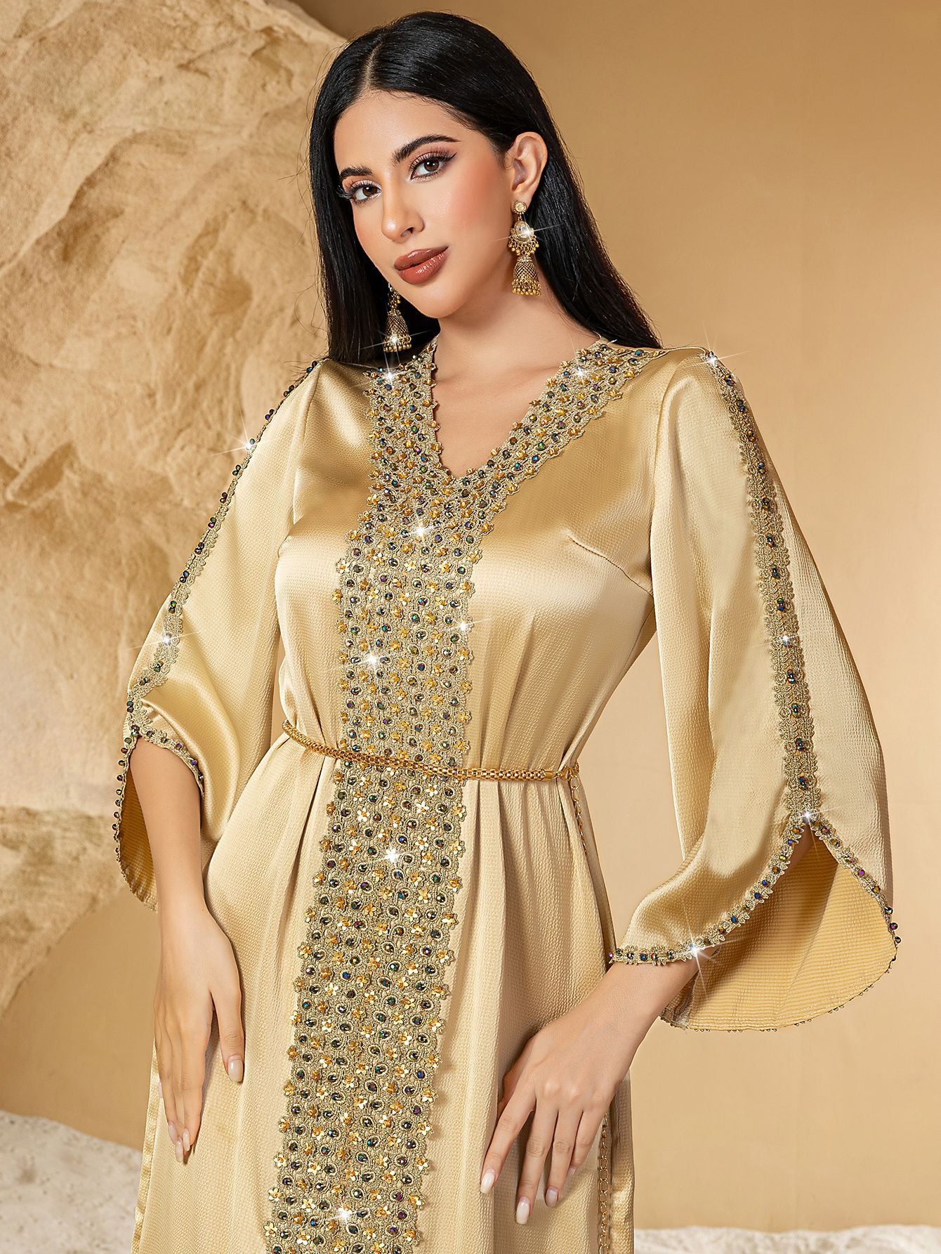 Eid Muslim Kleid für Frauen Ramadan Jalabiya Spitze Diamant Party Kleider Abaya Lange Robe Marokko Dubai Kaftan Vestidos Largos 2025.