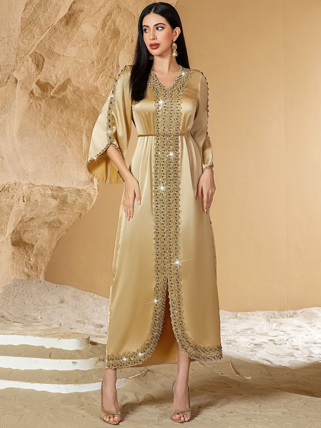 Eid Muslim Kleid für Frauen Ramadan Jalabiya Spitze Diamant Party Kleider Abaya Lange Robe Marokko Dubai Kaftan Vestidos Largos 2025.