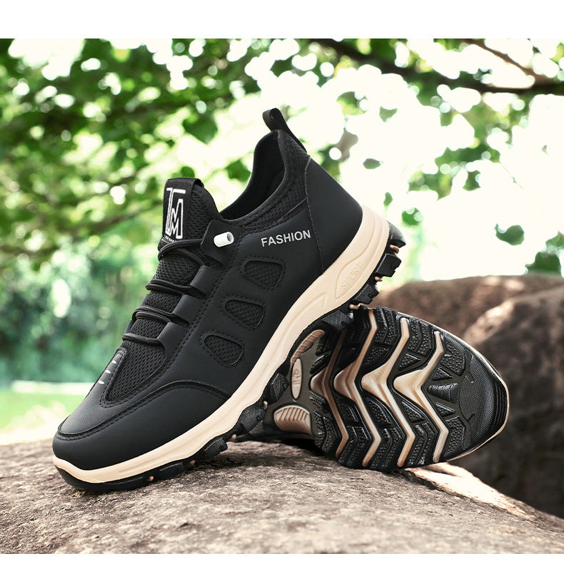 Men Soft Hiking Shoes Summer Breathable Mesh Sneakers Light Black Hike Footwear Walking Shoes Outdoor Shoes Climbing Shoe Male