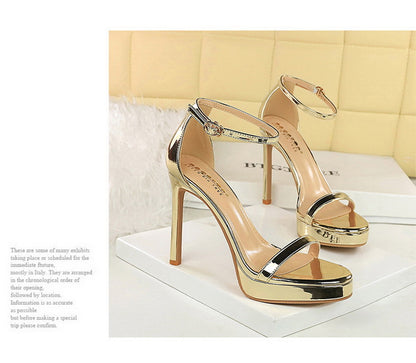 Luxury Women 11 cm Heels Sandals Women pumps Peep Toe High Heels Patent leather Stiletto Lady Sandals Summer Shoes Platform Heel.