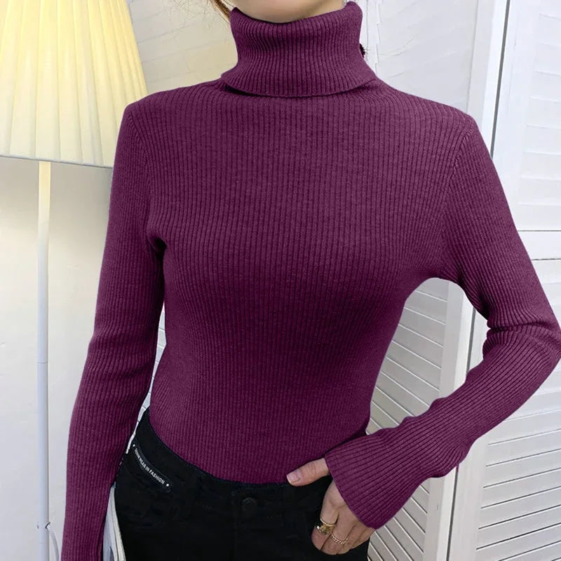 Rollkragenpullover für Damen im Herbst, gestrickt, weiche Pullover, Pullover, grundlegende weiche Pullover für Damen, 2026, Herbst und Winter