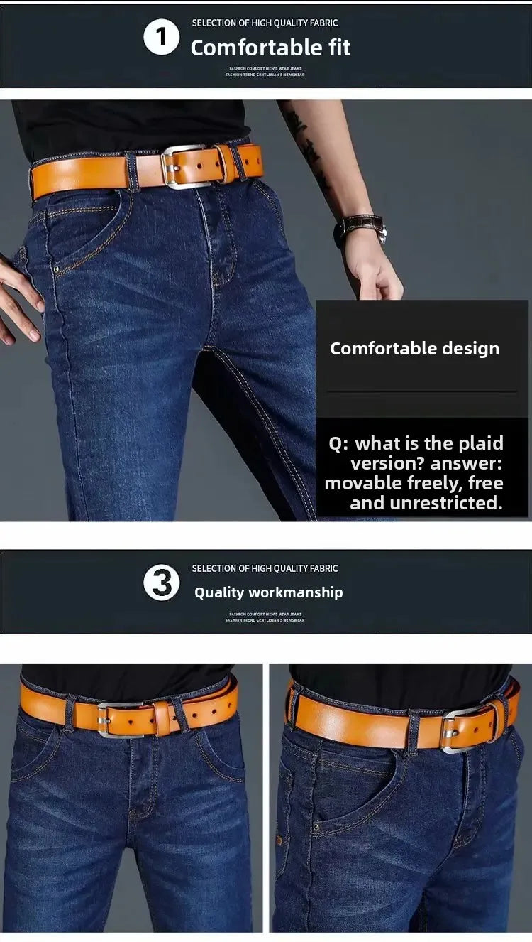 New 2025 Men's Slim Fit Casual Jeans Thin Straight Leg Summer Elastic Comfortable Long Trousers Versatile Style for All Occasion.