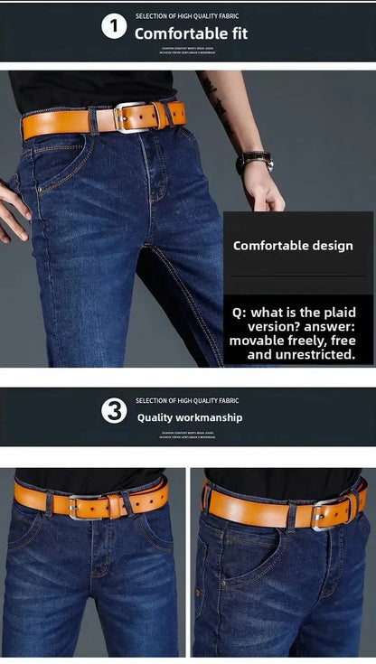 New 2025 Men's Slim Fit Casual Jeans Thin Straight Leg Summer Elastic Comfortable Long Trousers Versatile Style for All Occasion.