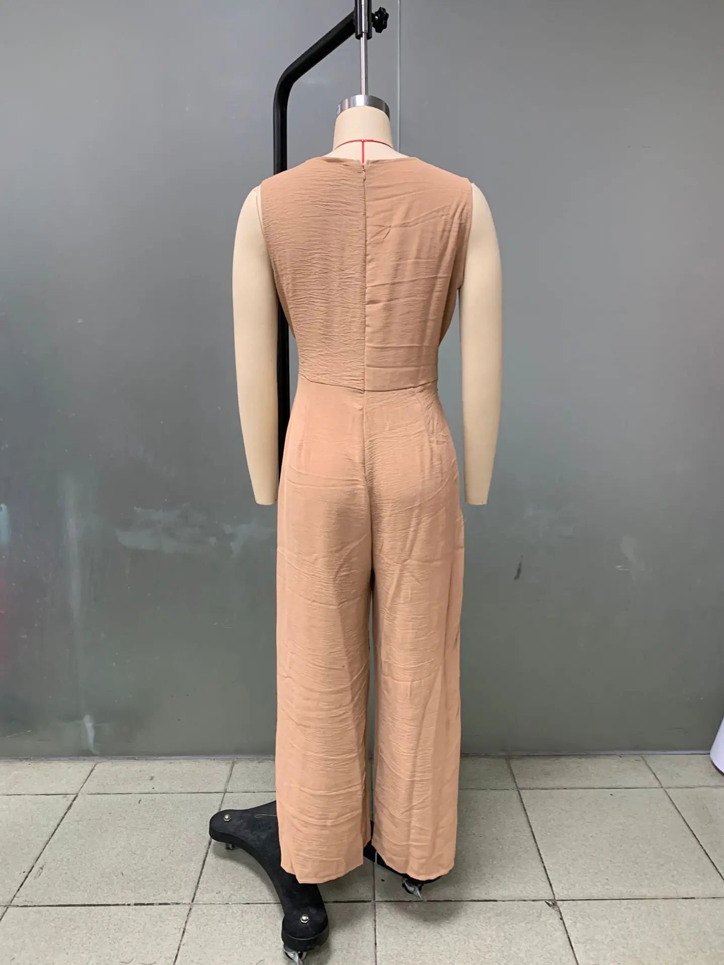 Summer High Waist Lace-up Jumpsuits Women 2025 New Sleeveless V-neck Side Pocket Solid Casual Jumpsuit Office Ladies Rompers.