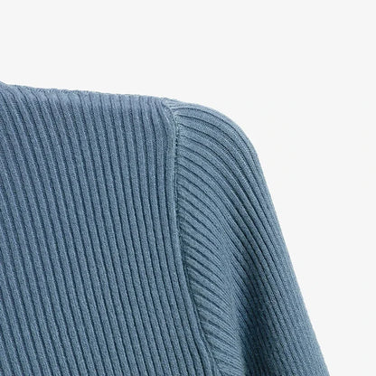 Frauen Fashion Solid Strick Pullover Vintage Langarm Zip-up Grundlegende Hälfte Rollkragenpullover Weibliche Pullover Chic Casual Tops