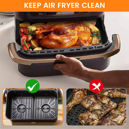 (No Machine) 3Pcs Air Fryer Liners Silicone Pad Tray for Ninja Flex Drawer AF500UK, 5.2L + 10.4L, Kitchen Air Fryer Accessories.