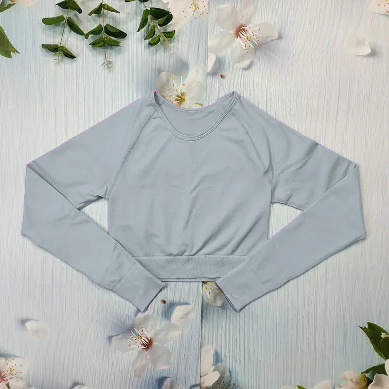 Seamless Women's T-shirt Sports Female Clothing Fitness Long Sleeve Tops with Thumb Hole Gym Running Shirts Workout Sportswear.