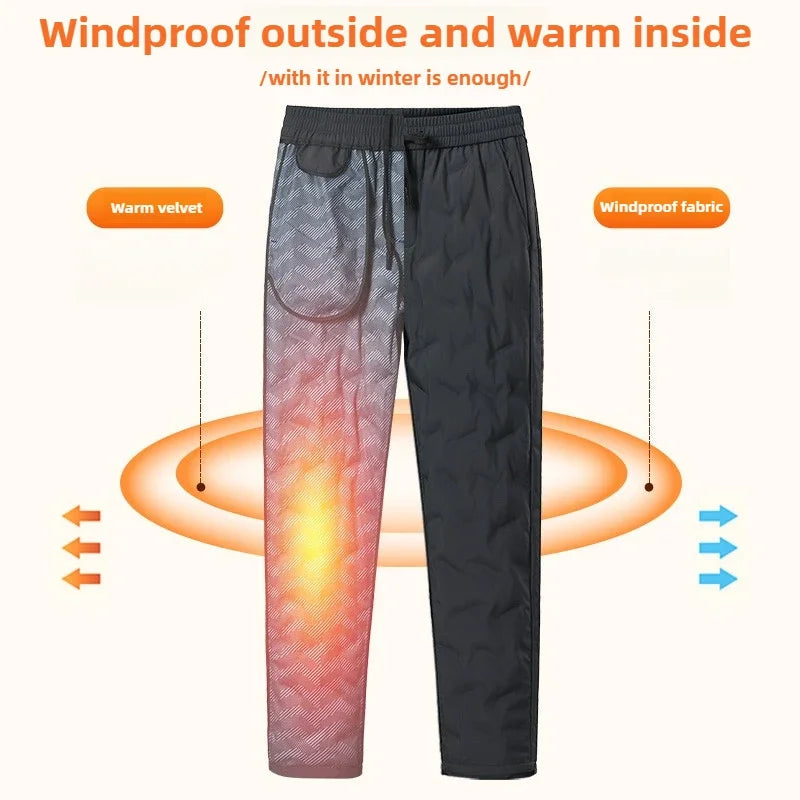 2024 Winter New 90% White Down Pants Men Thickened Warm Waterproof Casual Trousers Man Duck Down Padded Sweatpants Male Clothing.