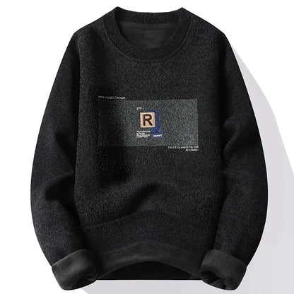 Men's Fleece Lined Pullovers Fashion Sweaters Autumn Winter Jumpers Fashion New Jersey Men's Clothes
