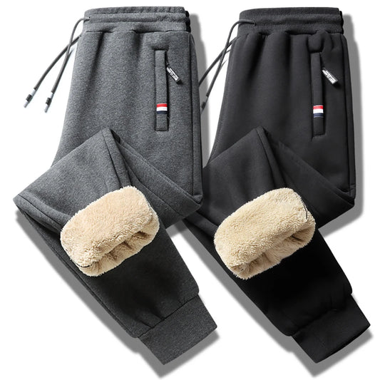 Winter Lambswool Warm Pants Men's Thick Fleece Thermal Trousers Men Fitness Jogging Drawstring Pants Male Sweatpants.