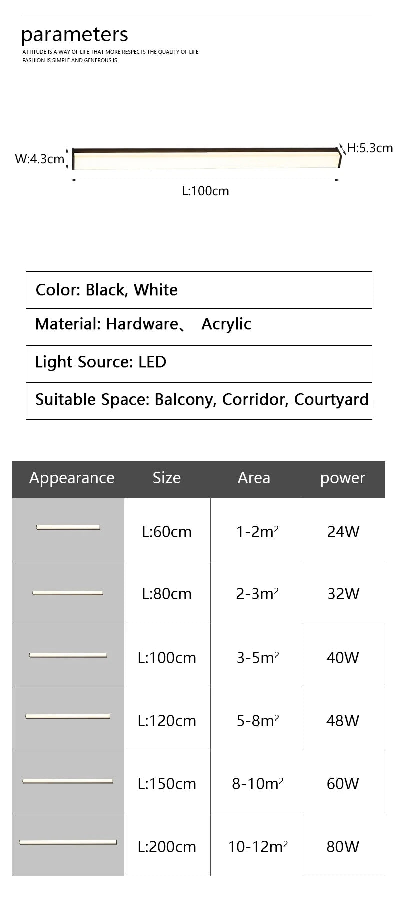 Moderne wasserdichte LED-Wandleuchte mit langem Streifen für den Außenbereich, IP65, Schmiedeeisen-Wandleuchte, Garten-Veranda-Wandleuchte, 110 V, 220 V, Beleuchtung.
