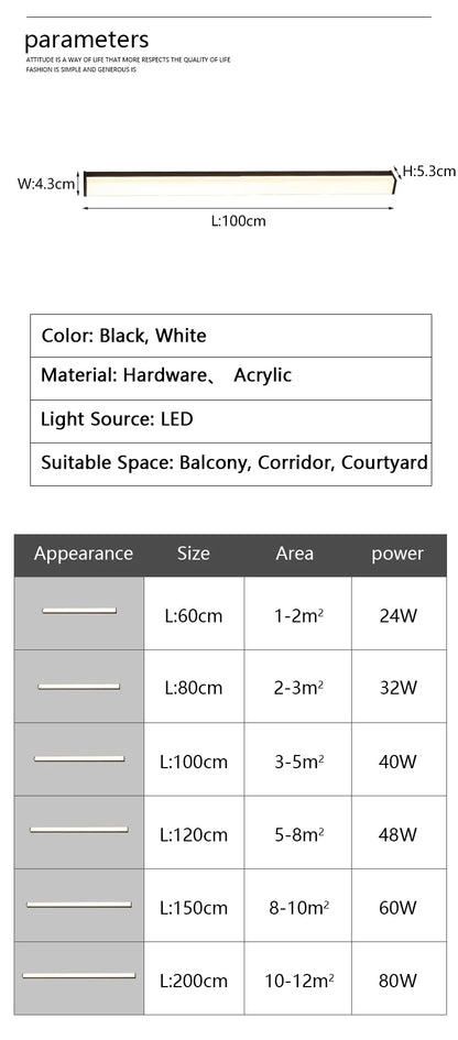 Moderne wasserdichte LED-Wandleuchte mit langem Streifen für den Außenbereich, IP65, Schmiedeeisen-Wandleuchte, Garten-Veranda-Wandleuchte, 110 V, 220 V, Beleuchtung.