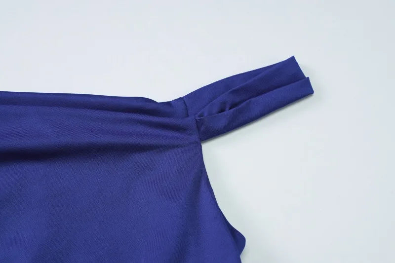 BOOFEENAA Asymmetrical One Shoulder Crop Tops Black Blue Sexy T Shirts for Woman Summer 2025 C95-BA13