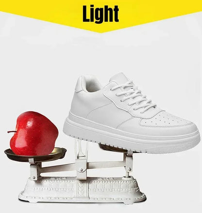 PDEP Neue Höhe Zunehmende Schuhe für Männer 10 cm Unsichtbare Aufzug Turnschuhe Weiß Leder Sport Zapatillas De Hombre Große Größe 46