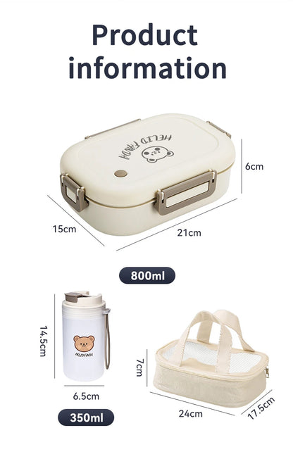 WORTHBUY Portable Plastic Bento Lunch Box With 3 Removable Compartment Leak-proof Microwave Salad Food Container For Kids School.