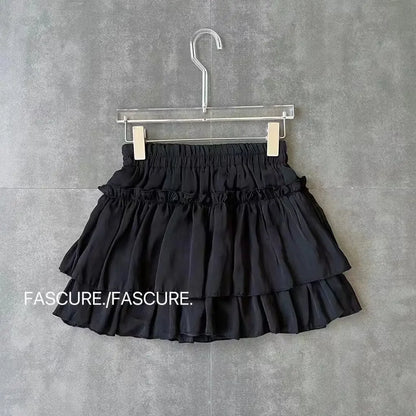 Summer Kawaii White Ball Gown Skirts Women Fashion Slim Fit Mini Skirts Giris Y2k All Match Elastic High Waist Black Faldas Goth.