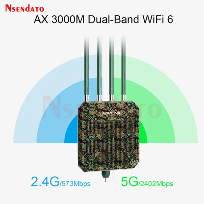 Wavlink AX3000 Outdoor WiFi 6 Mesh Router/AP/Repeater Adapter Dual Band 2.4G+5G Wifi Long Range Extender with 4x8dBi Antennas.
