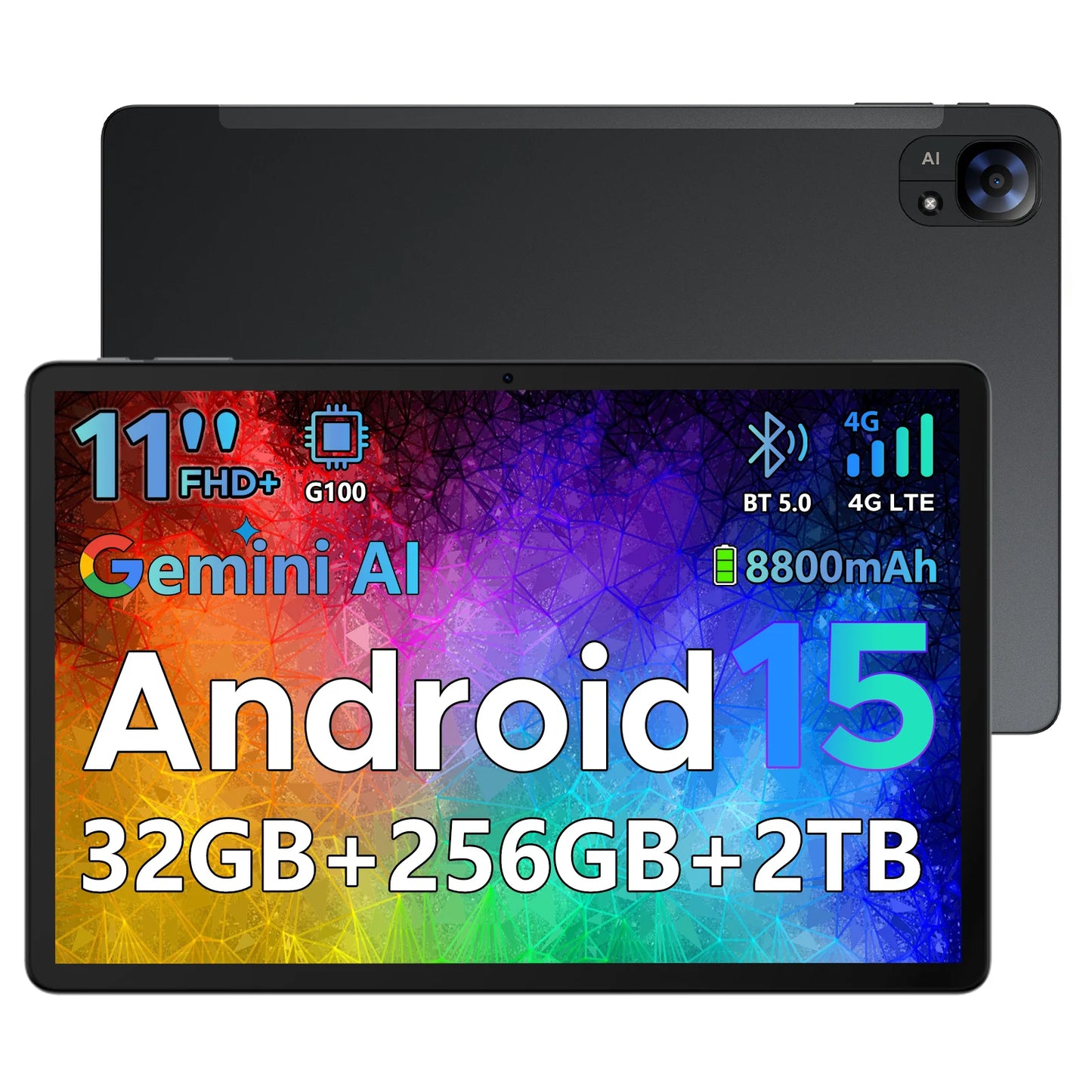 DOOGEE Tab E3 Tablet 11" Screen Android 15 Gemini AI 7.5mm Ultra-thin 32GB (8+24) 256GB Dual Speakers 8800mAh Battery Smart Pad