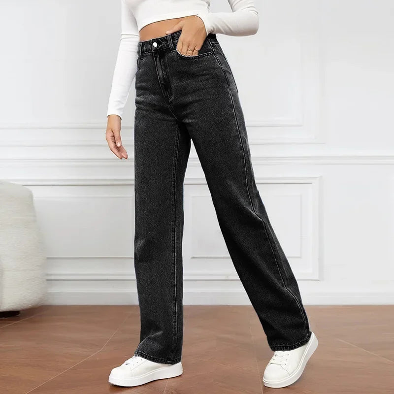 2000s Jeans Women High Waist Wide Leg Straight Y2K Jean Women's Loose Fit Denim Trousers Comfortable Plus Size Casual Pants.