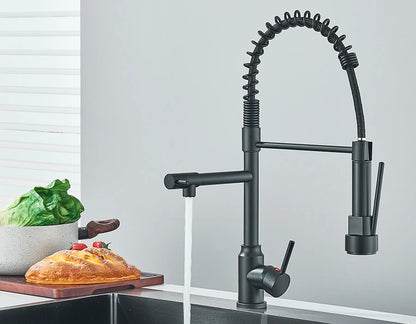 Pull Down Spring Kitchen Faucet Single Lever Hot Cold Mixer Water For Kitchen Sink Dual Spout Nozzle Faucets Crane