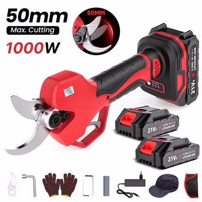 1000 W/900 W 50mm Elektrische Gartenschere Bürstenlosen Cordless Pruner Schere Garten Obst Baum Zweige Cutter Werkzeug mit 2 stücke Batterie