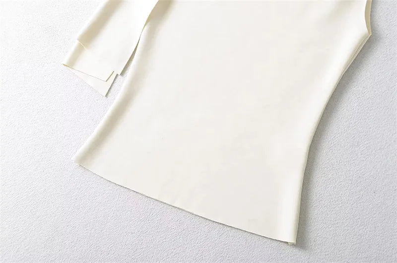 Women Sleek Stretch Knotted Top Fuchsia SLEEVELESS WITH BOAT NECK  ONE-SHOULDER TIE.