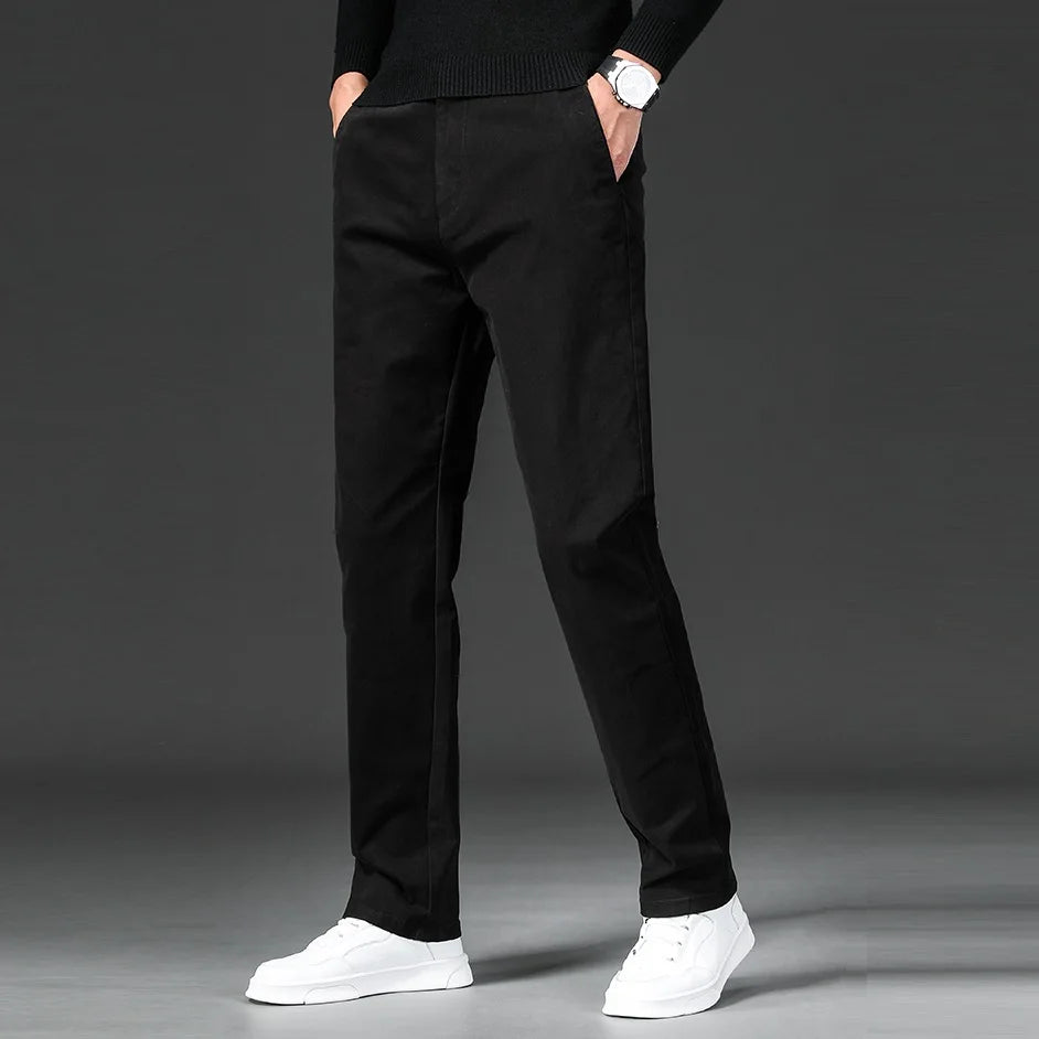 New in Spring Casual Pants Men Straight Fit Cotton Stretch Chino Trouser Male Formal Work Business Dress Khaki Fashion Regular.