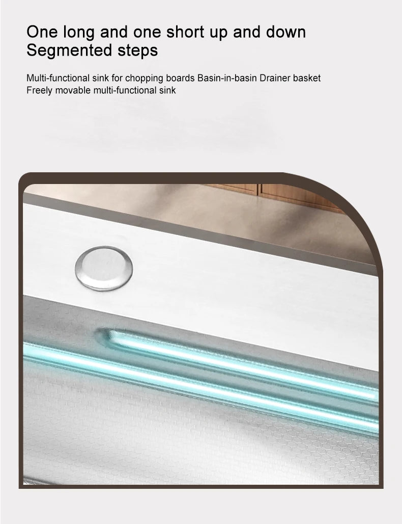 304 Stainless Steel Kitchen Sink Silver Embossed Large Single Slot Home Improvement Multifunction Wash Basin For Kitchen