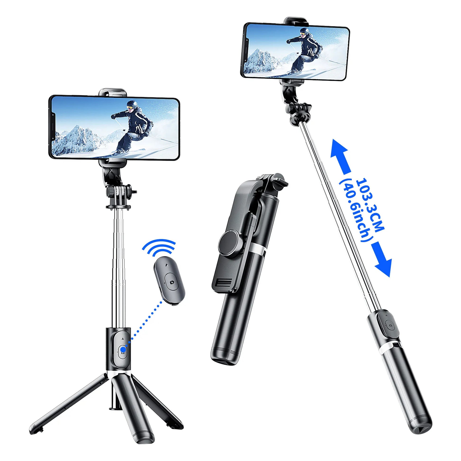 Q02 Foldable Tripod Selfie Stick Wireless Bluetooth Live Stand Holder Stabilizer for Huawei Xiaomi iPhone Cell Phone.