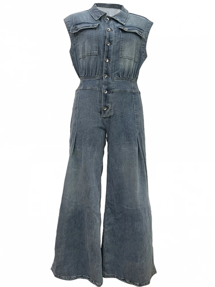 Denim Jumpsuit Women Loose Vintage Preppy Style Overalls Female Fashion Streetwear Chic Popular Harajuku 2025 Drop Shipping.