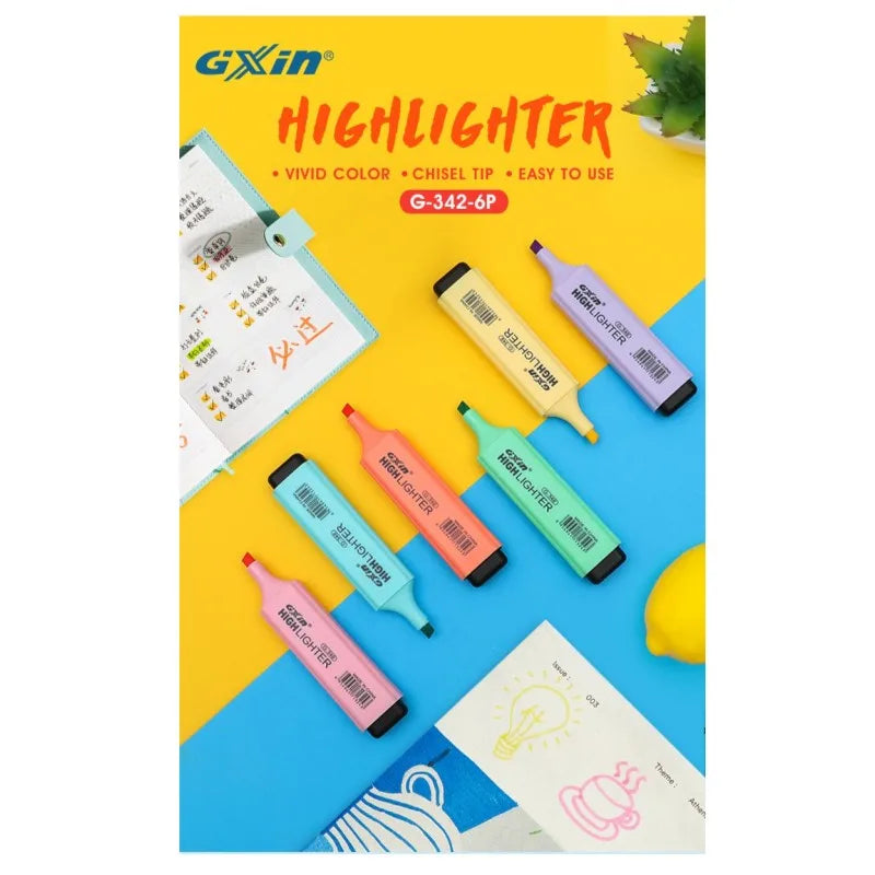 6 PCS Highlighter Marker 6 Fluoreszierende Makronen Farben, Hohe Qualität Rechteckige Marker Student Schreibwaren Büro Schule Kunst Verwenden.