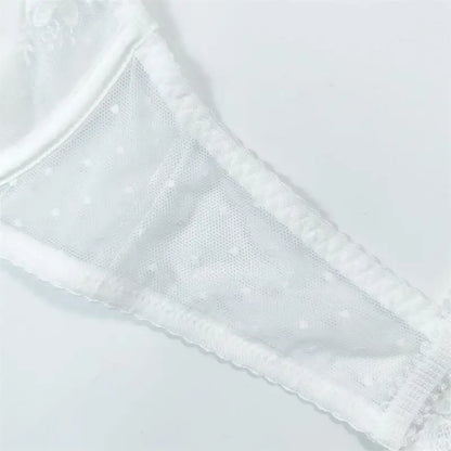 French Sexy Bra & Brief Set Lingerie Ultra-Thin See-Through Sexy Floral Lace Underwire Set Large Breasts Show Small Anti-Sag Bra