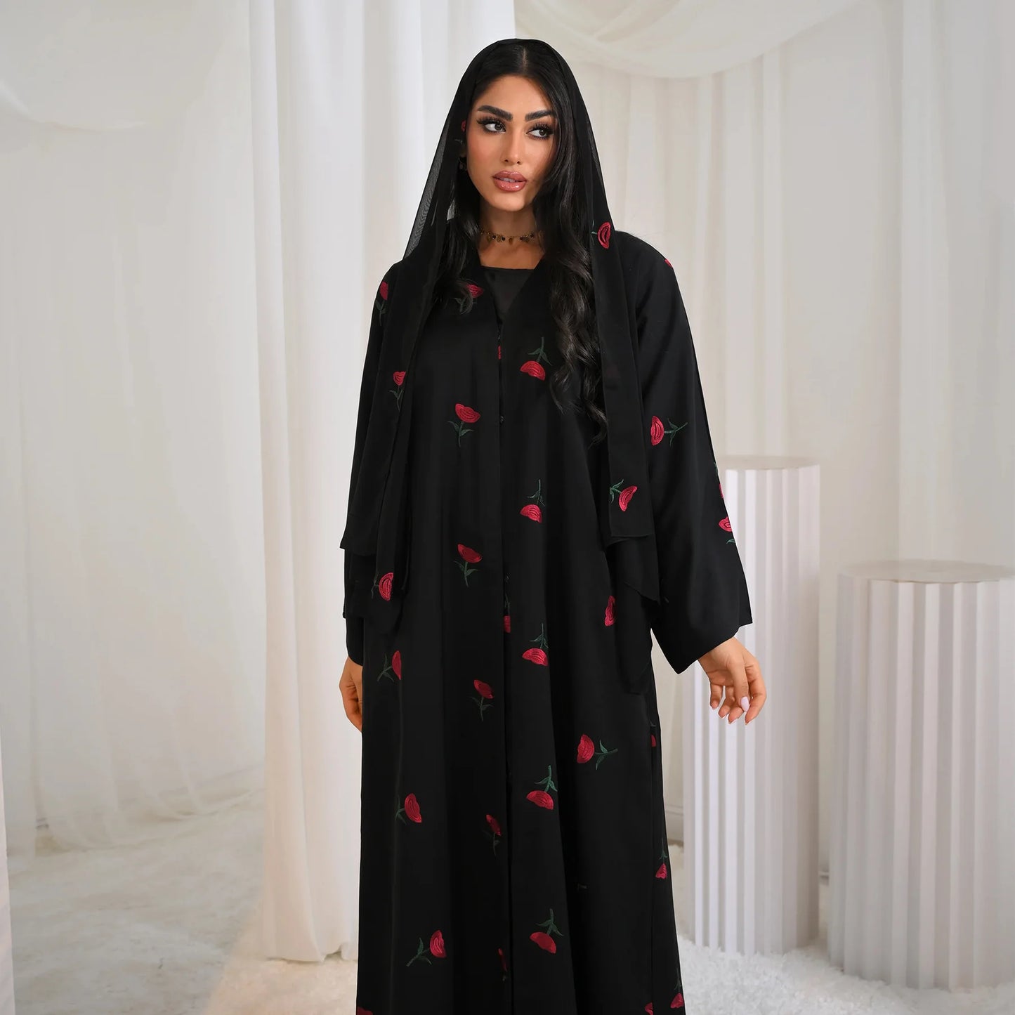 Eid 2025 New Embroideried Abaya Kimono Dubai Luxury Cardigan Muslim Party Kaftan Robe Abayas for Women Turkish Islamic Clothing.