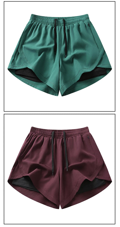 Yoga Short Pants Women Double Design Short Lightweight Comfortable Quick Dry Breathable Fitness Sport Anti-exposure Shorts Pants.