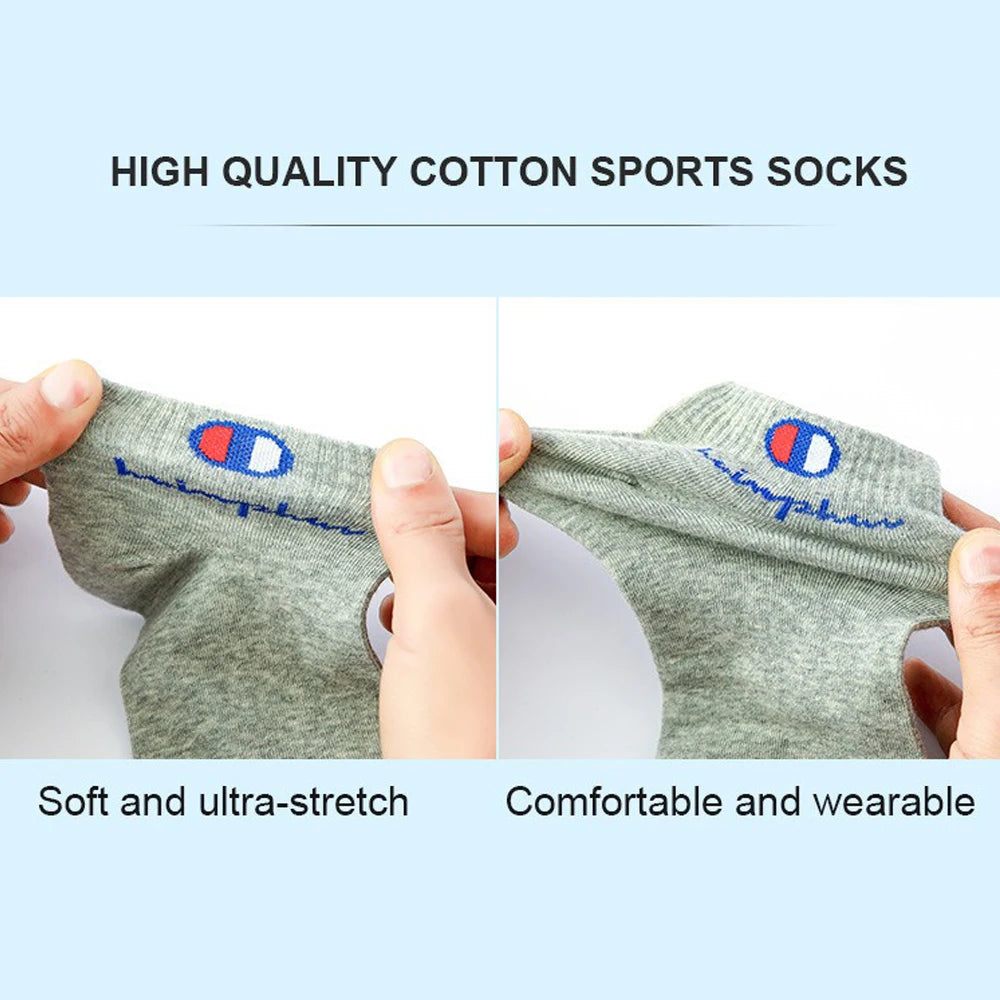 5/10/20 Pairs Men Ankle Socks Cotton Brand Classic Fashion Black White Socks Breathable Mesh Athletic Sports Socks for Summer.