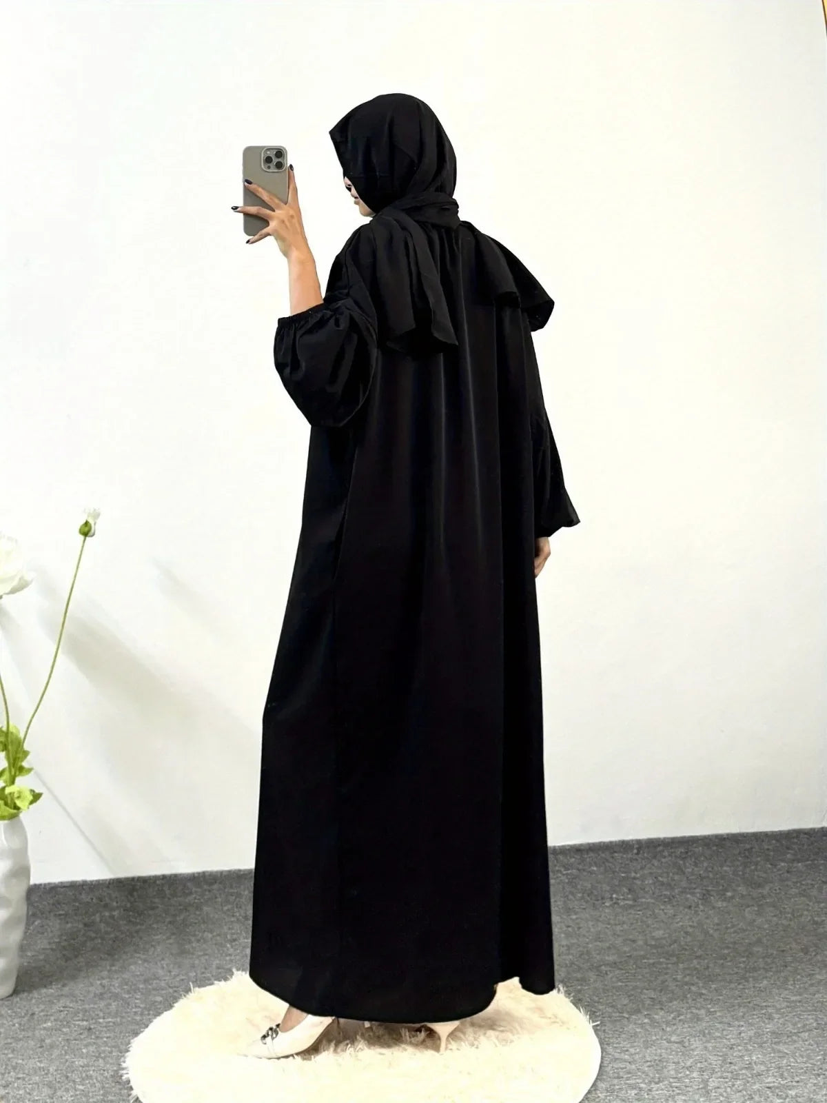 Ramadan Modesty Prayer Dress Women Jilbabs Kaftan Muslim Abayas Dubai Robe Hijab Smocking Sleeve Dresses Islamic Clothing.