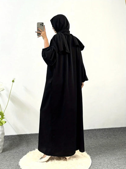 Ramadan Modesty Prayer Dress Women Jilbabs Kaftan Muslim Abayas Dubai Robe Hijab Smocking Sleeve Dresses Islamic Clothing.